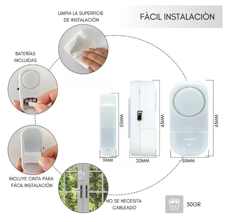 Alarma Puerta Ventana Sensor Magnético